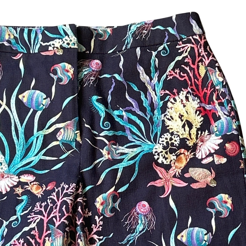 J.Crew Collection Womens Navy Under the Sea Life Print Cropped Pants Size 4 - Picture 2 of 8